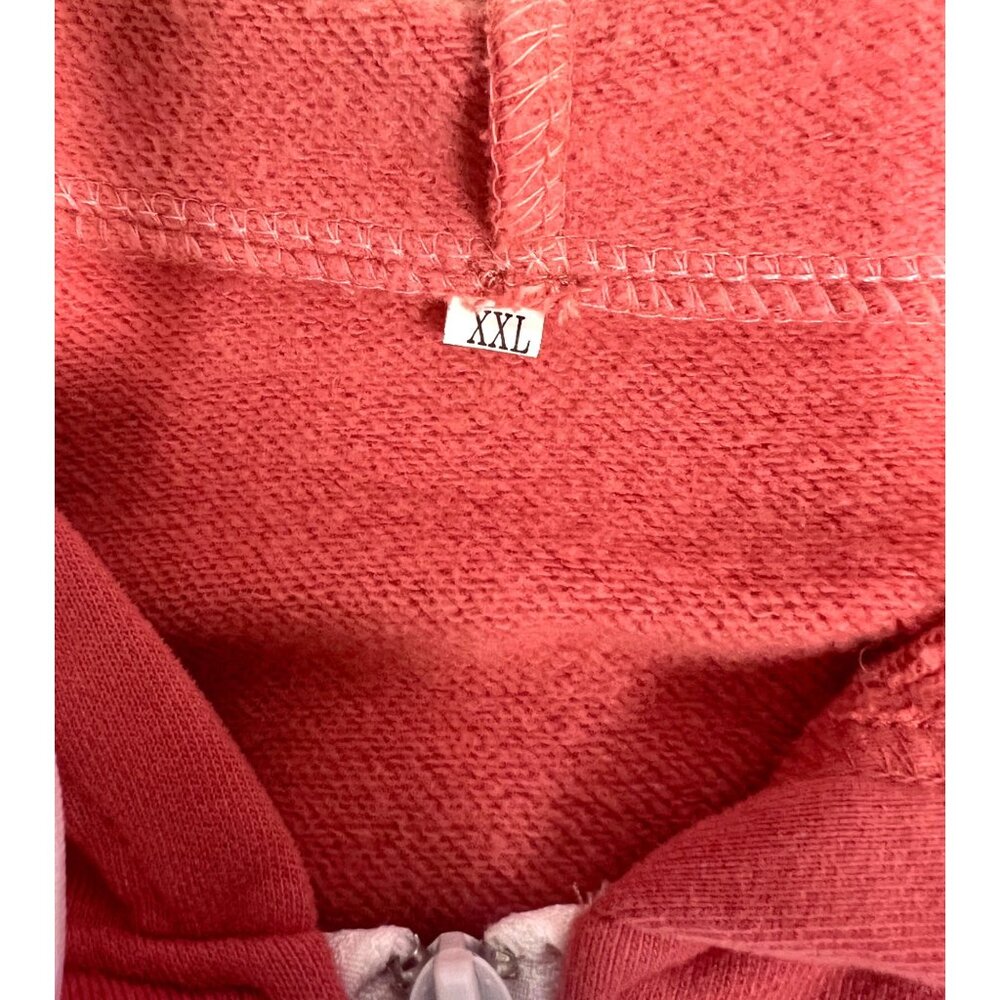 Colorblock Zip-Up Hoodie XXL Pink/Gray/White w Drawstring Hood and Pockets - Picture 4 of 5